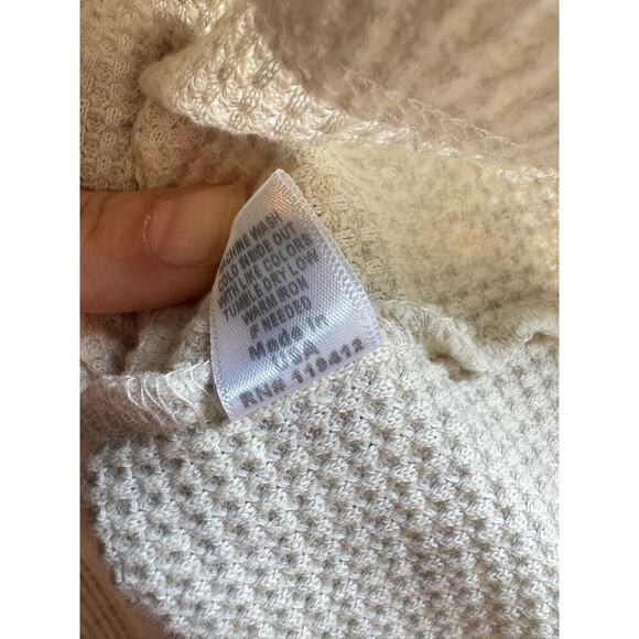 MONROW Cowl-Neck Waffle-Knit Sweater Women’s Size XL Thermal Lounge Pullover - Picture 8 of 10